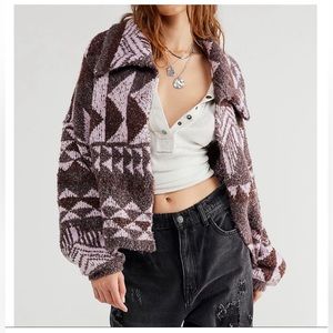 Free People One and Another Cardi Aztec Tribal Wool cardigan small sweater